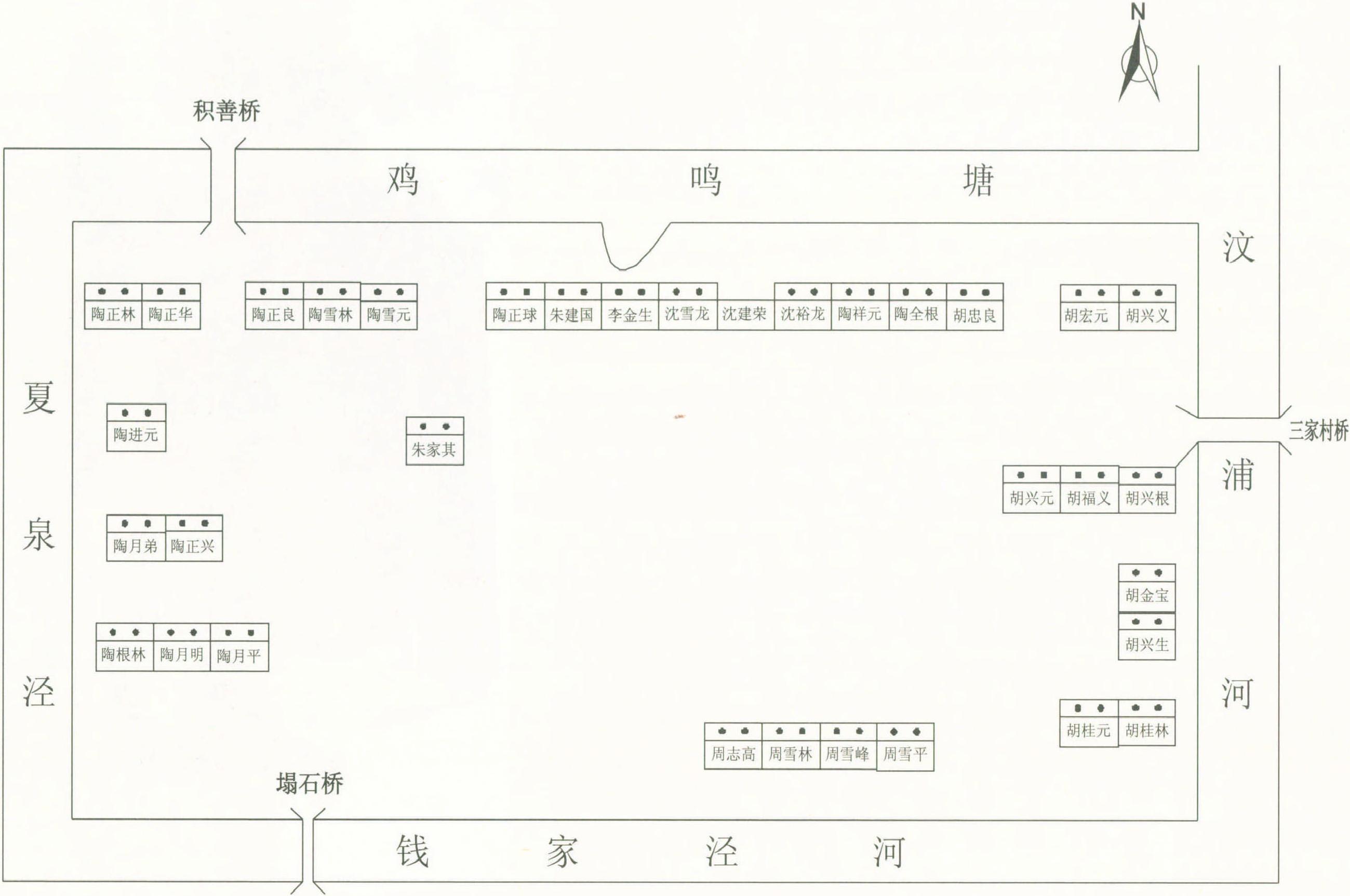 星浜村周家宅、胡家宅、石角路、陶家宅自然村